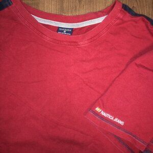 Nautica T-Shirt Men's 2XL Red Logo Crew neck Casual Short Sleeve Cotton Vintage